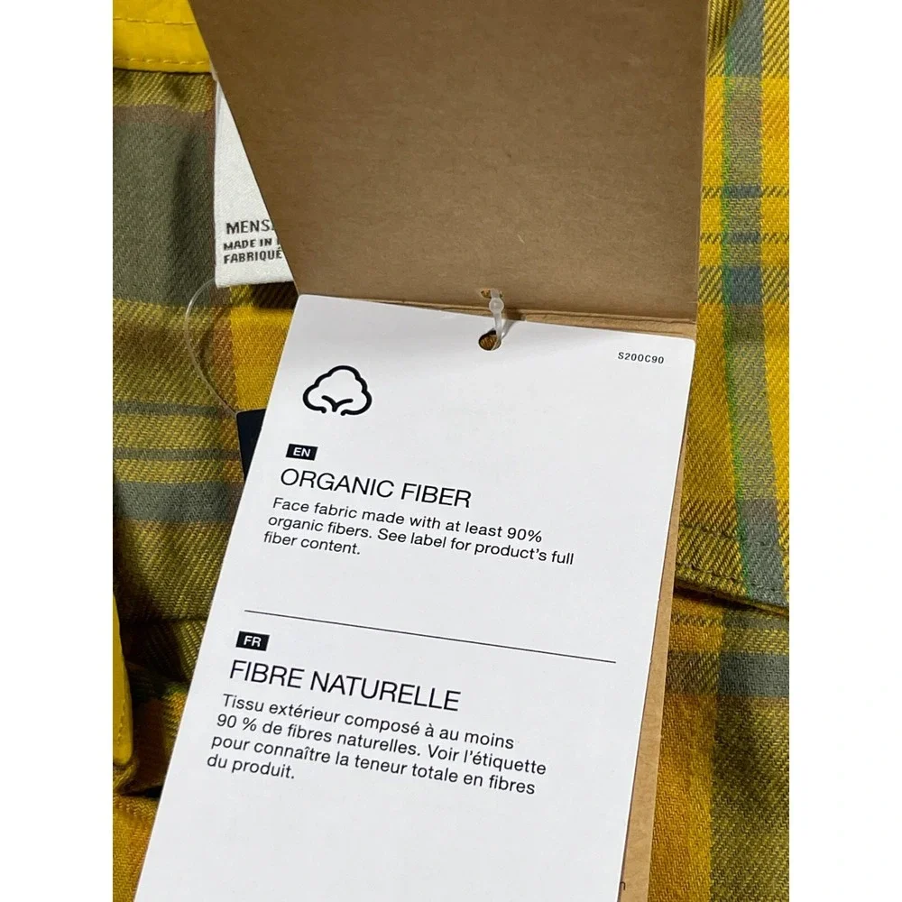 The North Face Plaid Flannel Shirt Men Small Yellow‎ Olive Gorpcore Hiking NWT